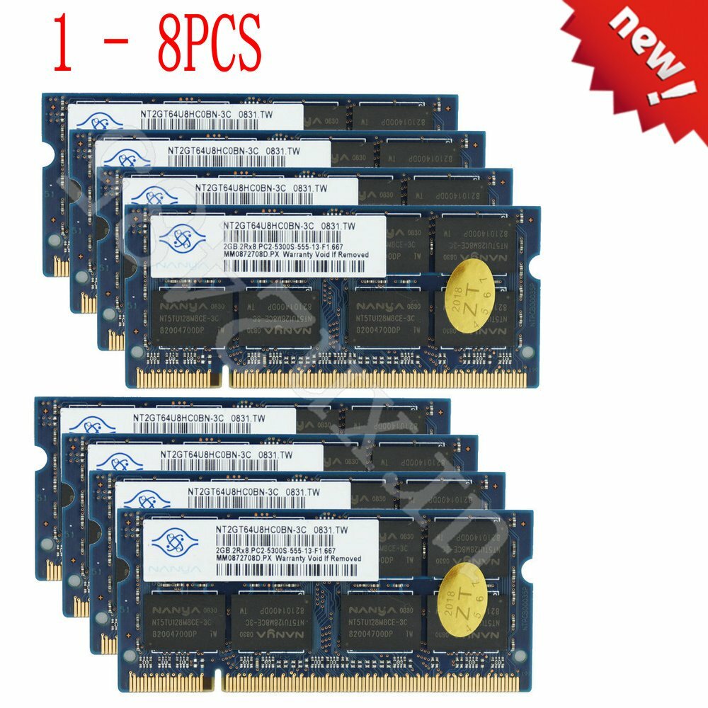 16GB(8x 2GB) / 8GB(4x 2GB) / 4GB(2x 2GB) /2GB PC2-5300S 667MHz Laptop RAM LOT NY