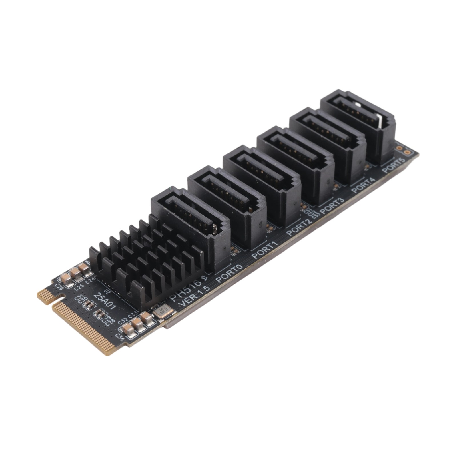 M.2 MKEY PCI-E Riser Card M.2 NVME To SATA3.0 PCIE To 6Gpbsx6-Port7901