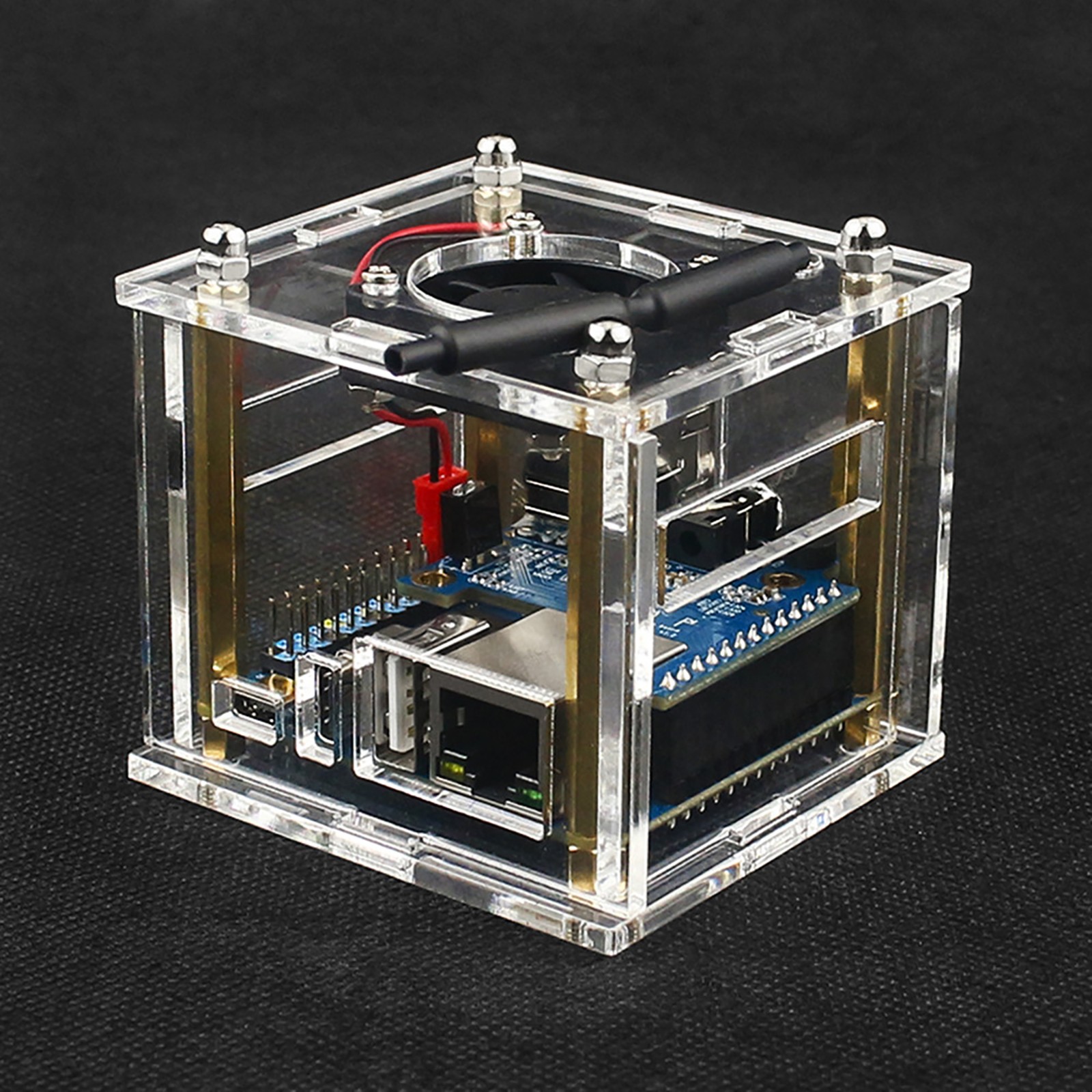 Acrylic Enclosure Clear Shell Case Part W/ Cooling Fan For Orange Pi Zero 3