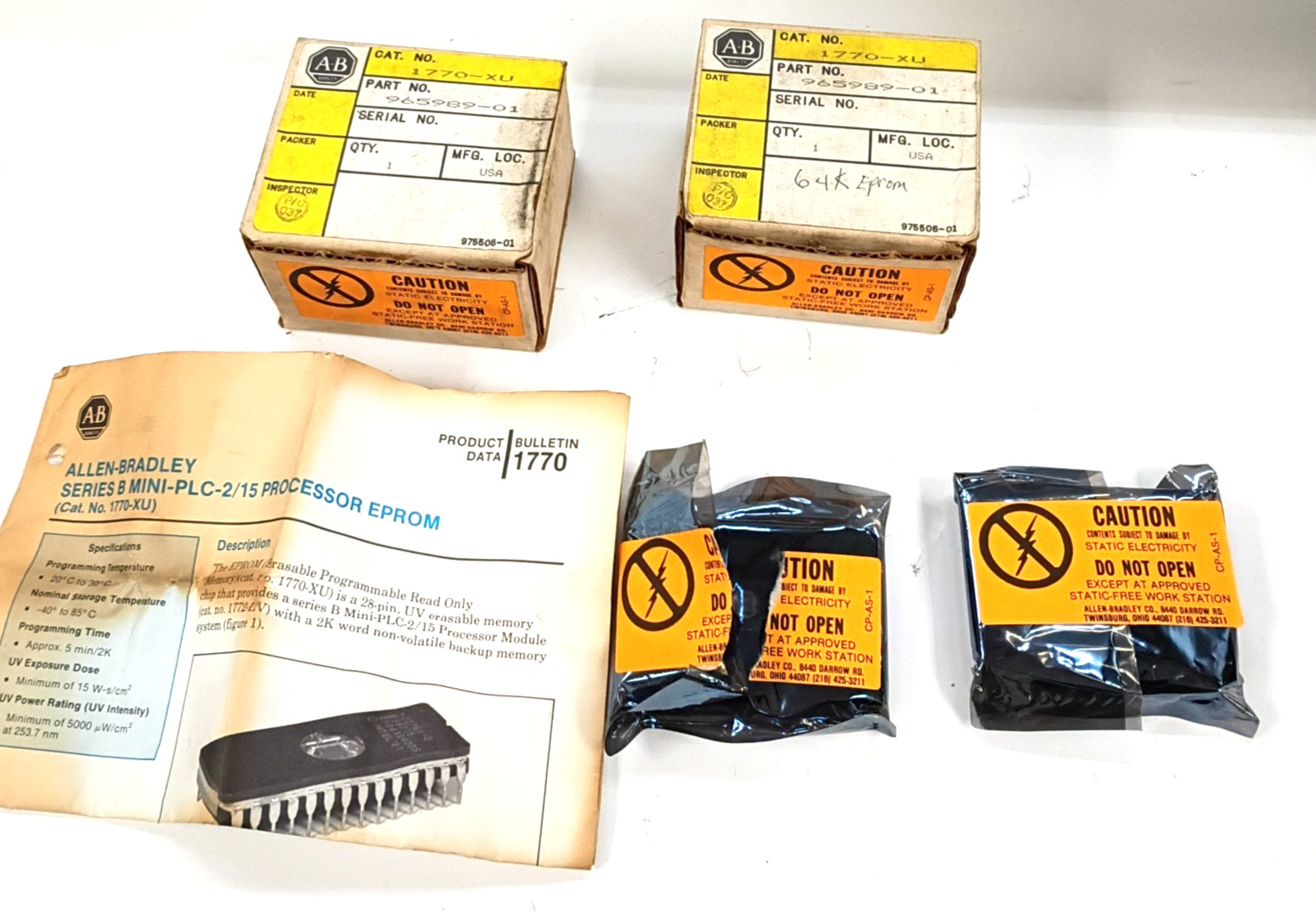 ALLEN BRADLEY 1771-XU SERIES B MINI -PLC-2/15 PROCESSOR EPROM (28-PIN, UV)