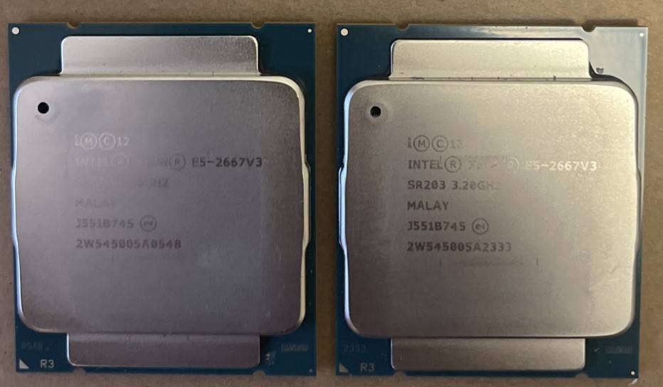 Matched Pair Intel Xeon CPU E5-2667V3 3.2GHz 8-Core 16-Threads FCLGA2011 CPU