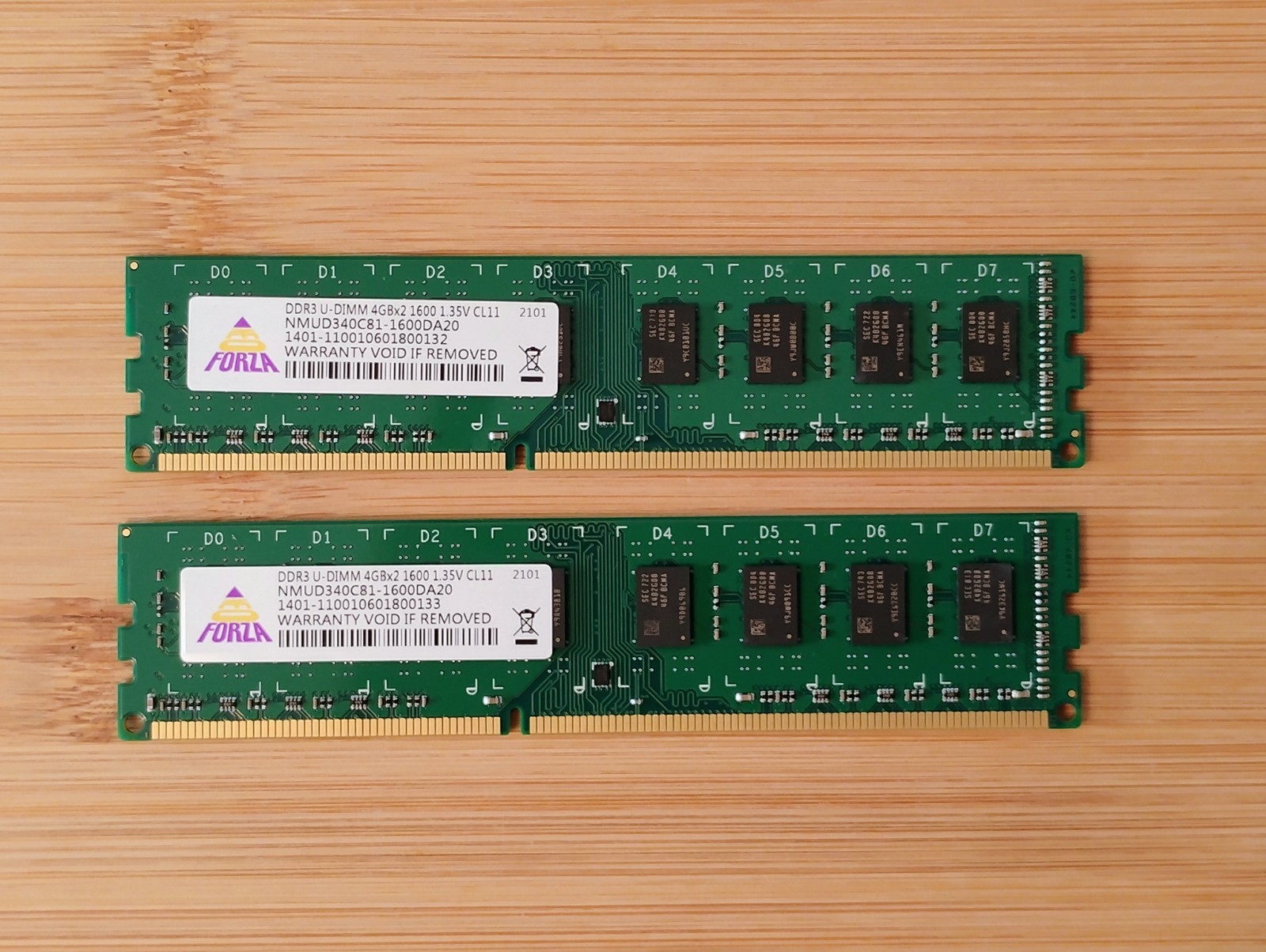 Neo Forza 8GB (Total) 2 x 4GB DDR3 PC3-12800 1600 DIMM Desktop RAM Memory