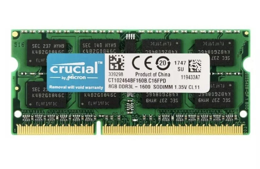 Crucial DDR3L 8GB 1600Mhz 1.35v CT102464BF160B RAM for Notebook
