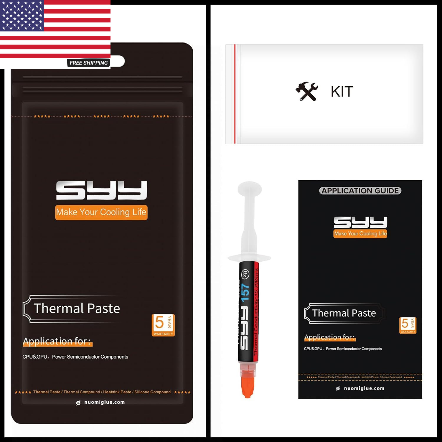 Thermal Paste with Tool Kit, 3 Grams CPU Paste Thermal Compound Paste Heatsink f