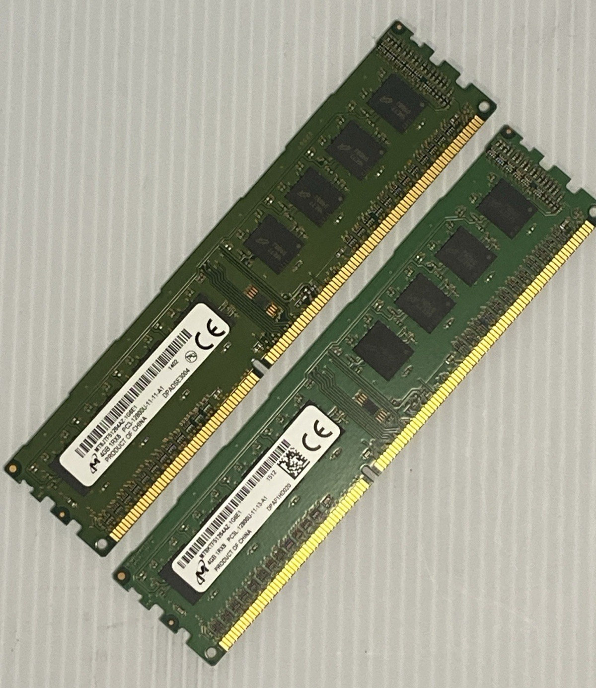 LOT OF 2 | Micron 4GB PC3-12800u DDR3-1600MHz 1Rx8 8GB TOTAL MT8JTF51264AZ-1G6E1