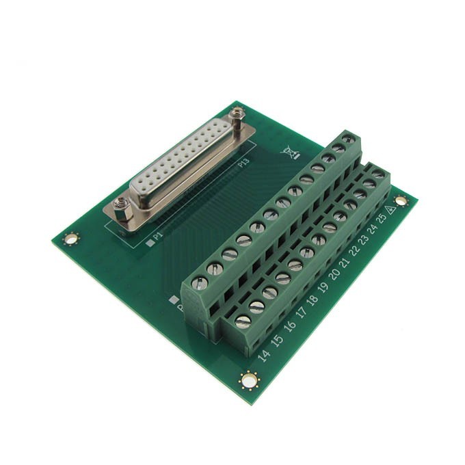 DB25 Female Signals Breakout Board Screw terminals vertical