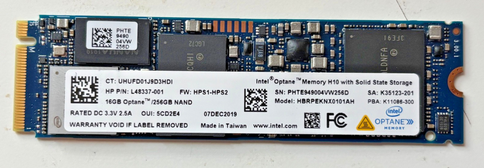 Intel Optane 16GB 256GB Optane HBRPEKNX0101AH 256GB NAND M.2 2280 NVMe