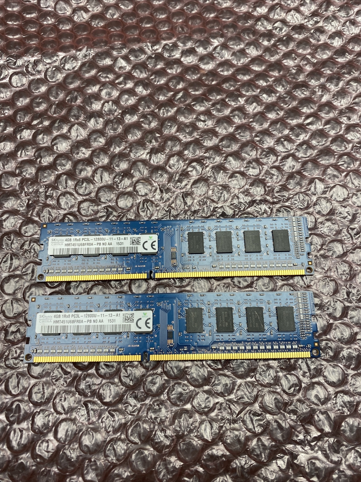 (2) SK Hynix 4GB 1Rx8 PC3L 12800U-11-13-A1 Desktop RAM HMT451U6BFR8A-PB NO AA