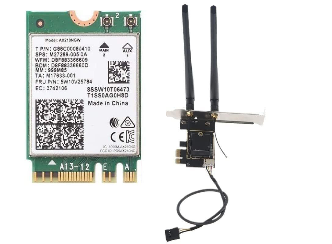 AX210 Desktop Wi-Fi Kit | 2.4 Gbps | Bluetooth 5.3 Support | PCIe x4 | Wi-Fi 6E