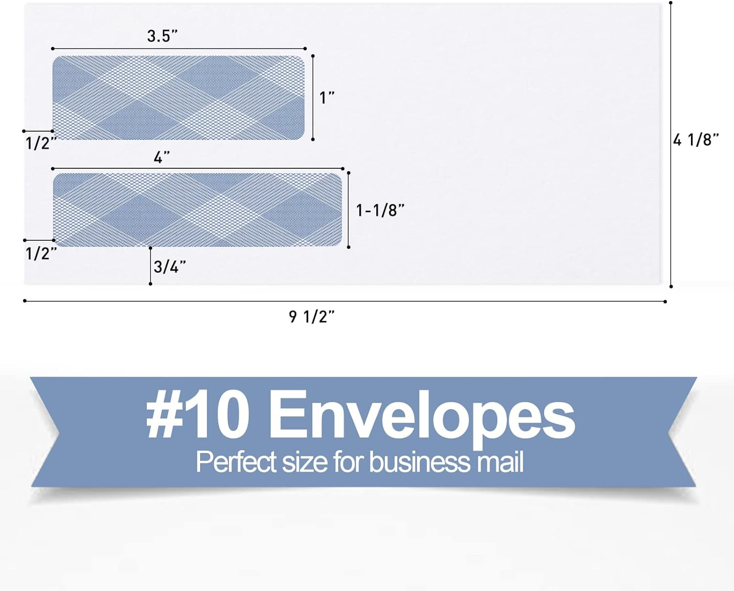 #10 Double Window Security Envelopes Self Seal 500 Count 4 1/8 x 9 1/2 in