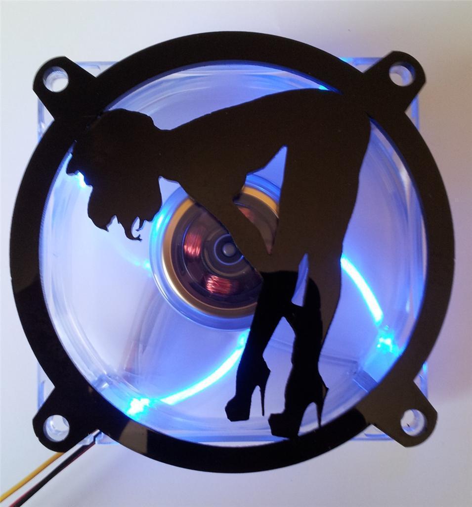 Custom 120mm SEXY GIRL BENTOVER Computer Fan Grill Gloss Black Acrylic Cooling