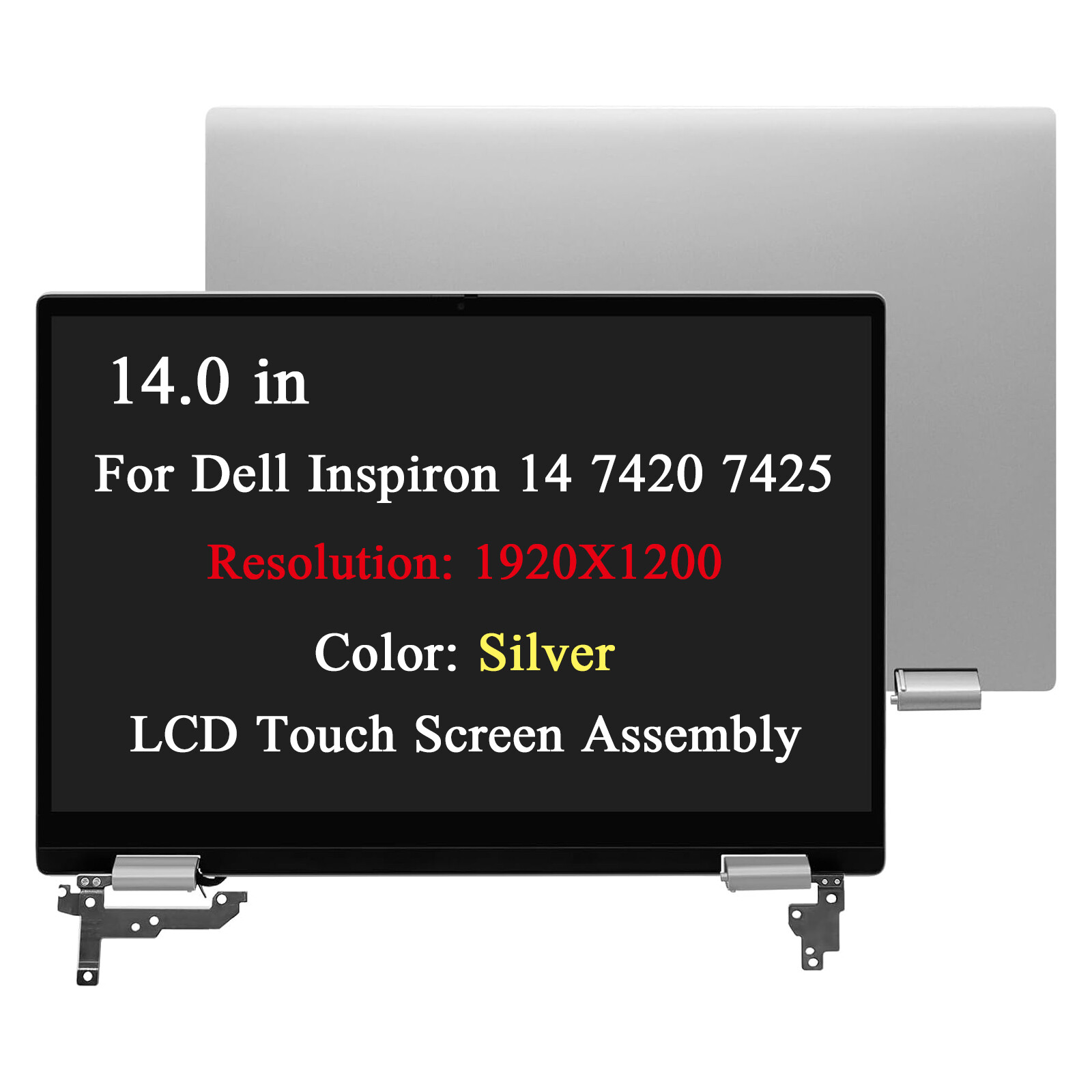 For Dell Inspiron 14 7420 2-in-1 P161G P161G001 LCD Touch Screen Assembly Silver
