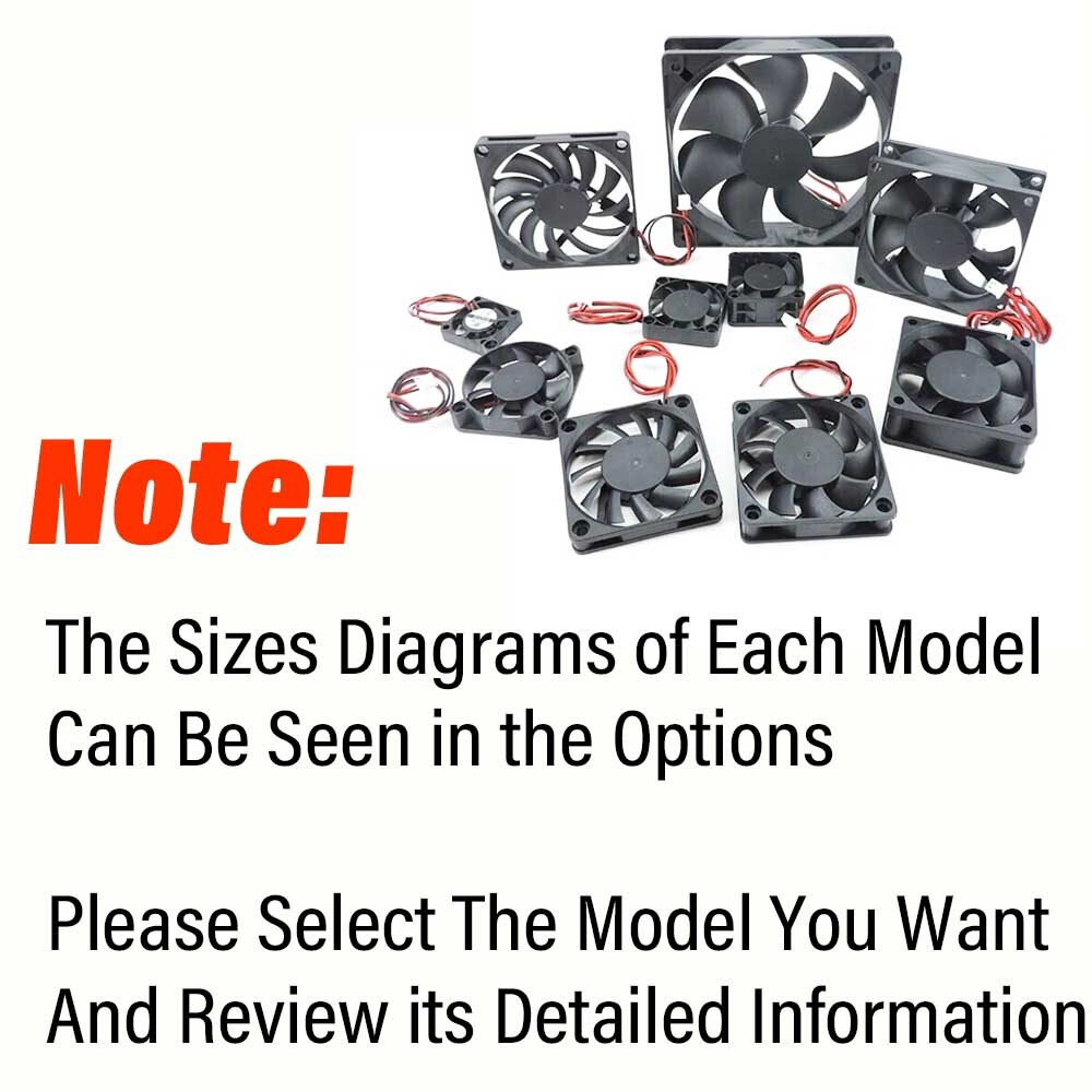 4/8*DC 5/12/24V 2Wire Silent PC Computer Case DC Cooling Fan 4/6/7/9cm 0.15-0.2A