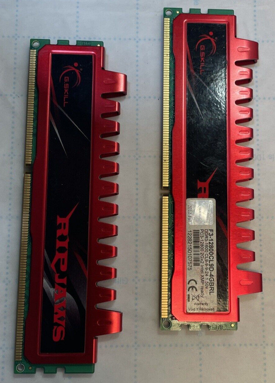 G.SKILL Ripjaws F3-12800CL9D-4GBRL 4GB 2x2GB PC3-12800 DDR3 Gaming PC Memory RAM