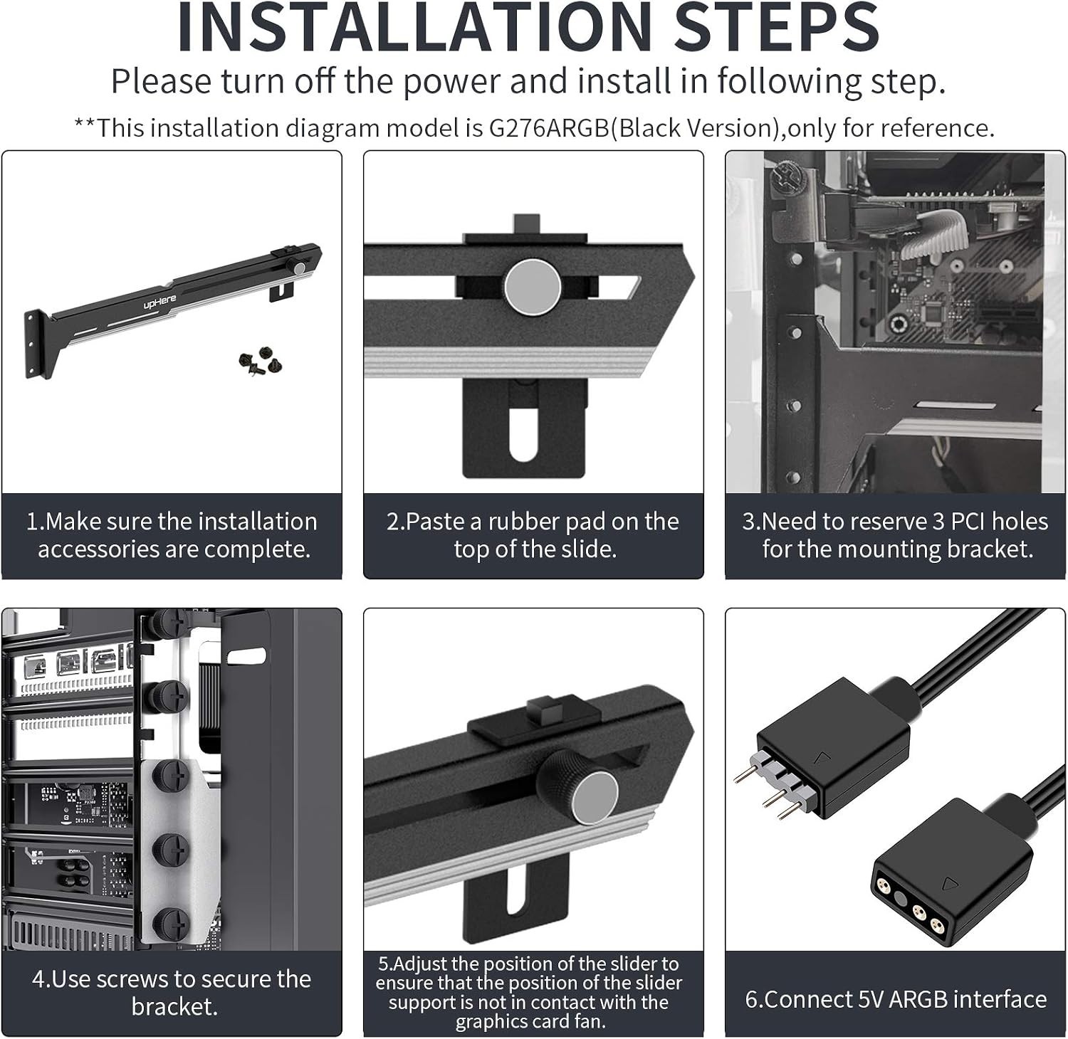 Adjustable ARGB GPU Support Holder – Sturdy Iron Base for Maximum Stability