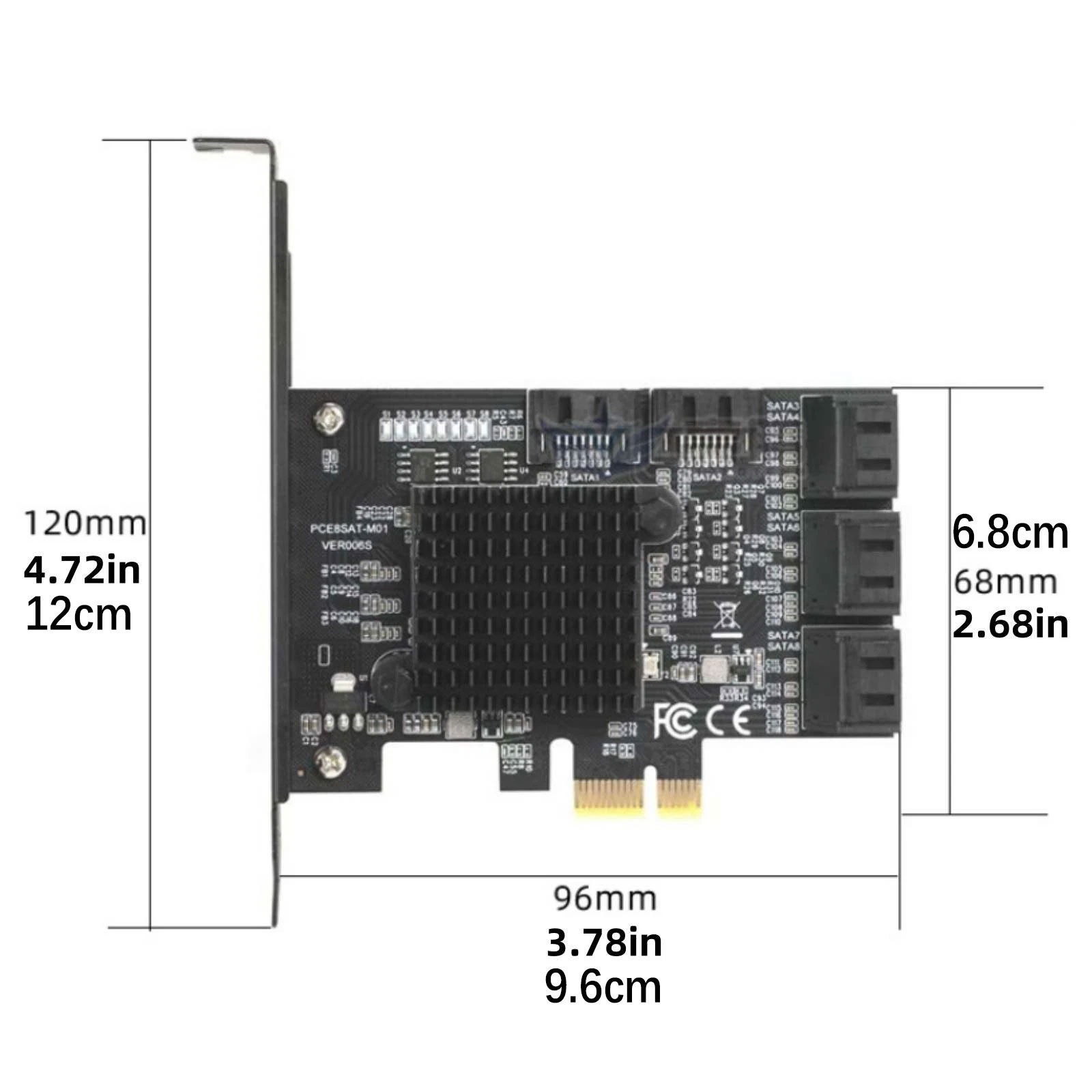 8 Port SATA 3.0 PCI Express Expansion Card PCI-E Controller 6G Adapter for HDD