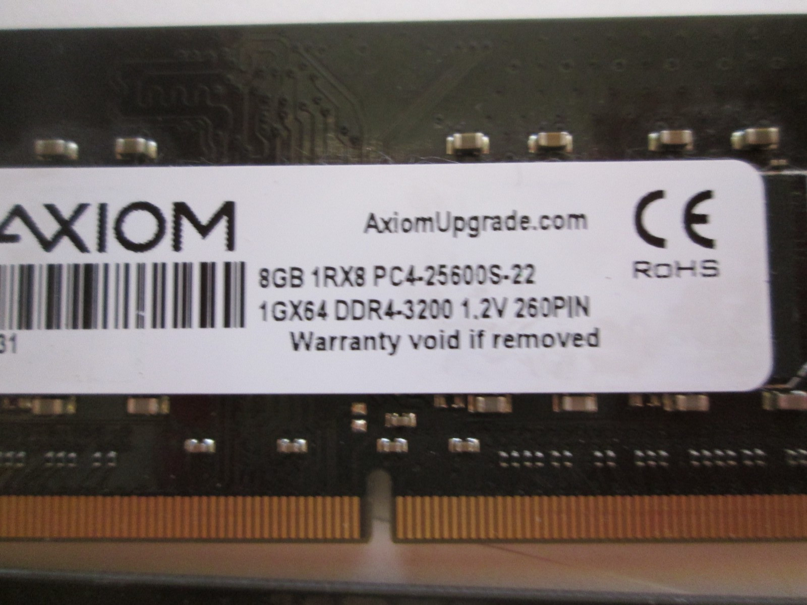 Axiom 8GB 1RX8 PC4-25600S DDR4-3200 Sodimm