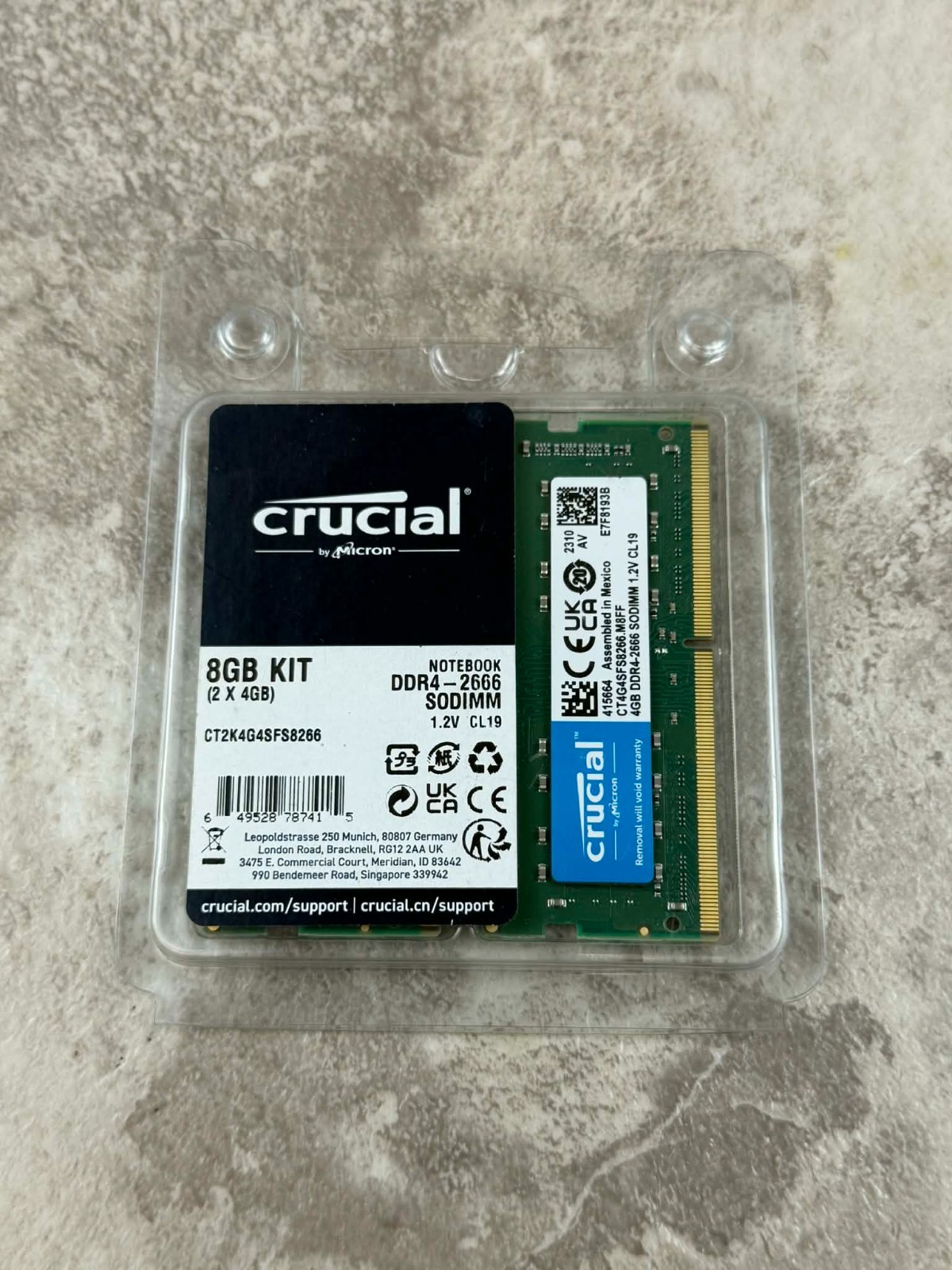 crucial 8gb kit (2x4gb) ddr4 2666 sodimm CT2K4G4SFS8266