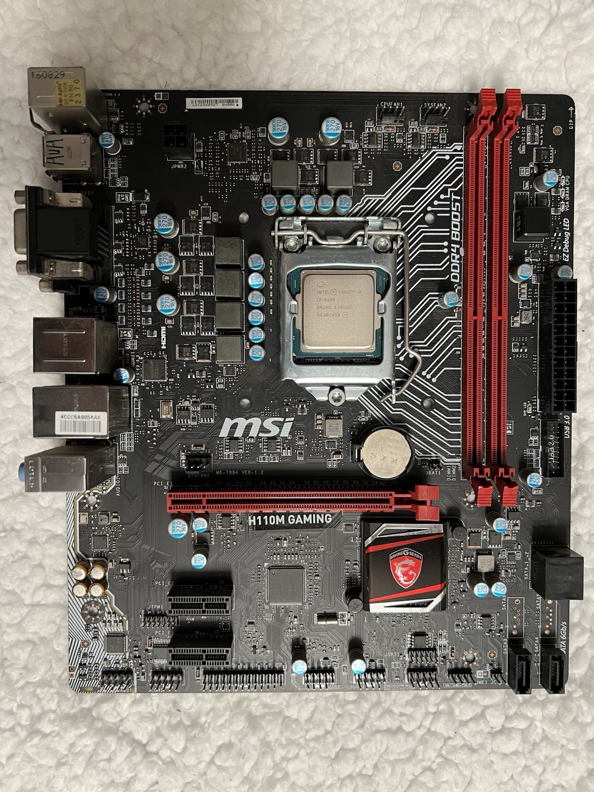 MSI H110M GAMING Motherboard LGA 1151 + Intel Core i3-6100 3.70GHz CPU Bundle