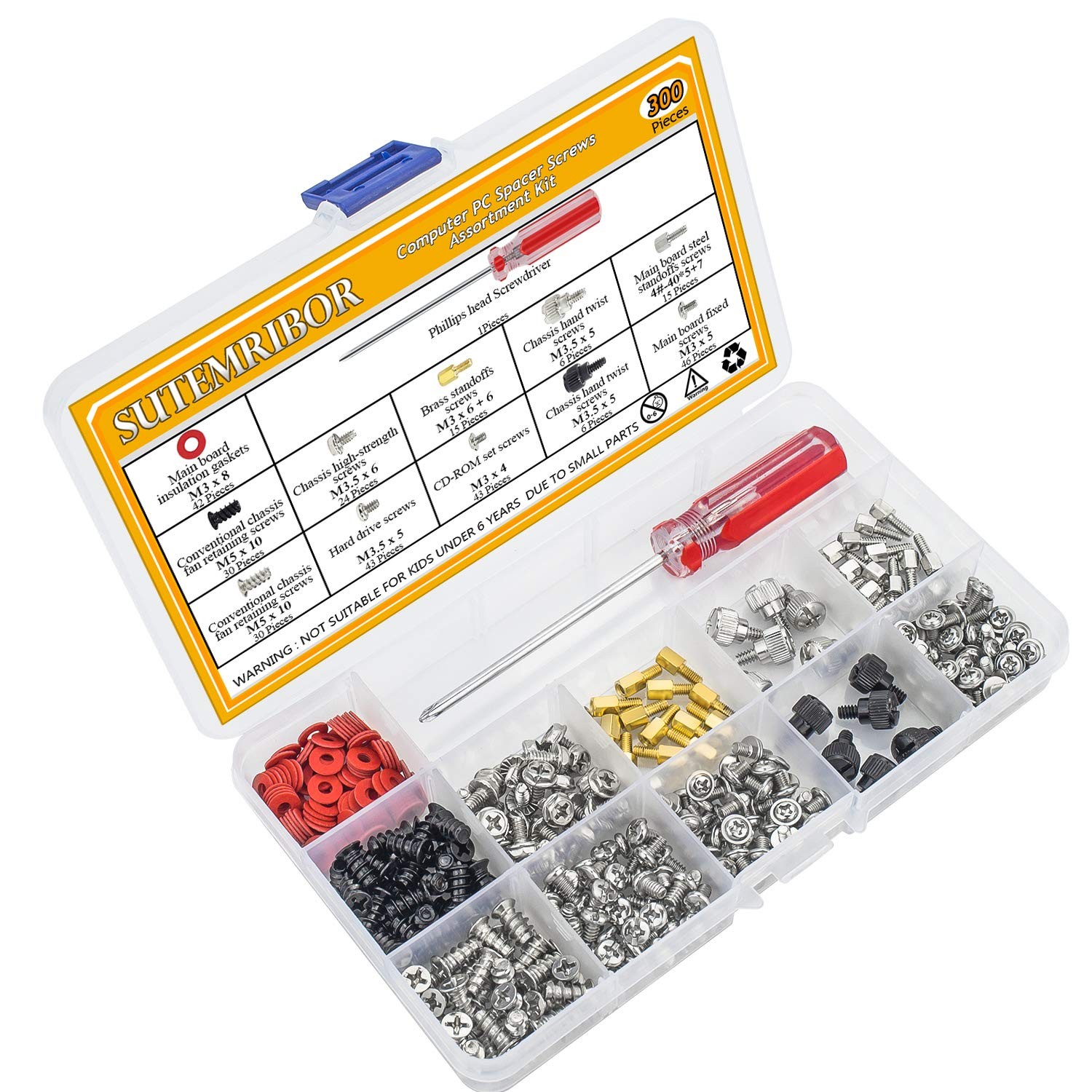 Sutemribor 300PCS Personal Computer Screw M3.5 x 5, 5mm pitch, black