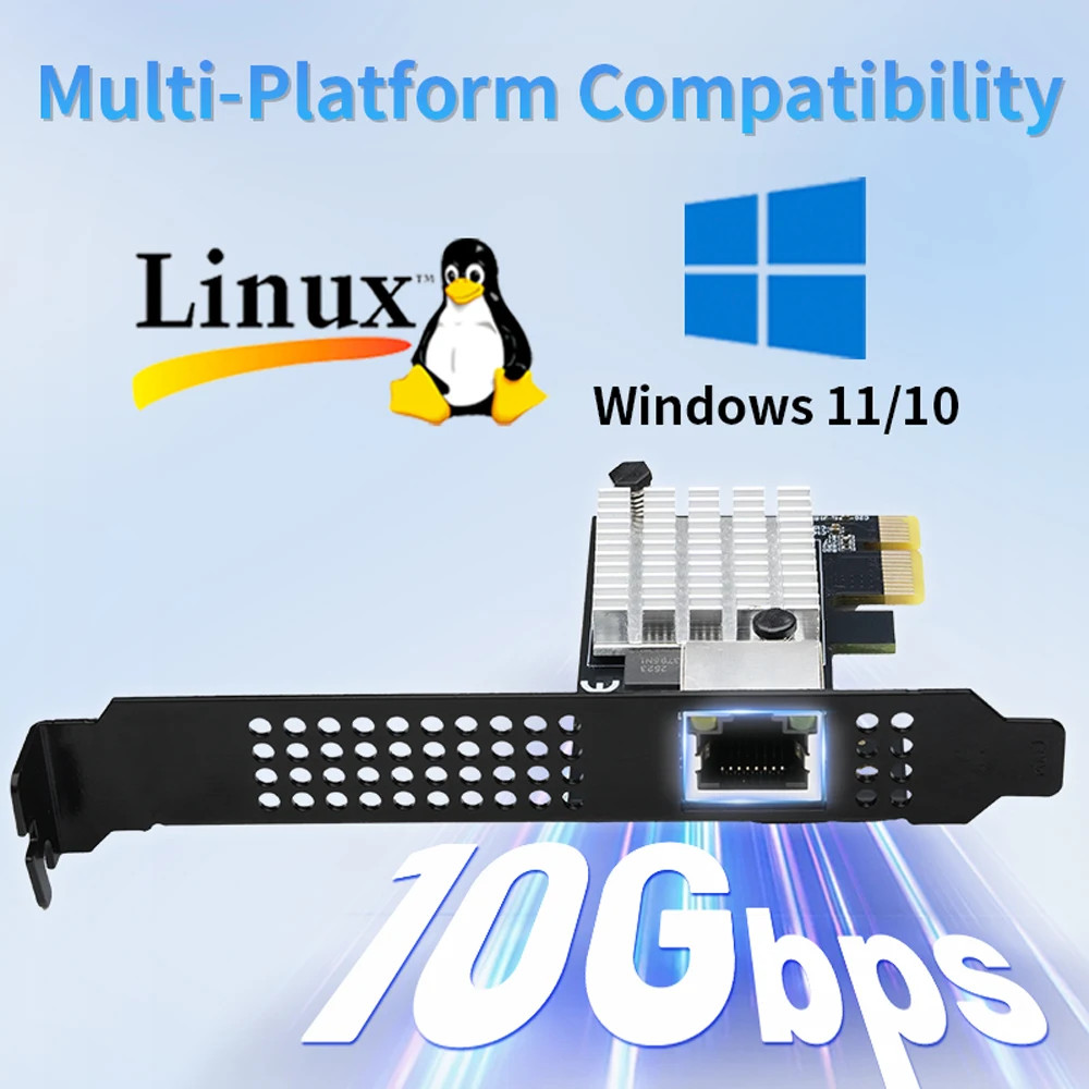 10G Ethernet Network Card PCIe 4.0 Single Port RJ45 Realtek RTL8127 NIC