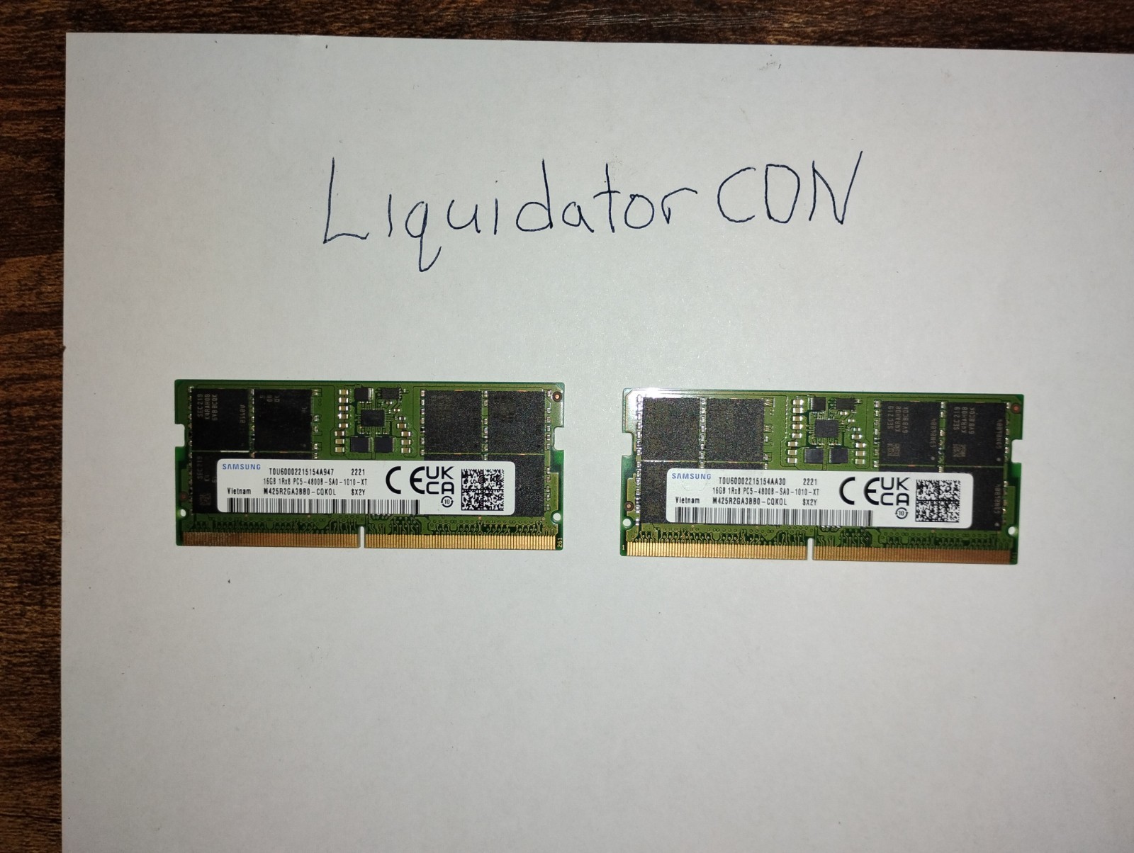 Lot of 2 Samsung 16GB 1Rx8 DDR5 PC5-4800B 4800MHz SODIMM RAM M425R2GA3BB0-CQK0L