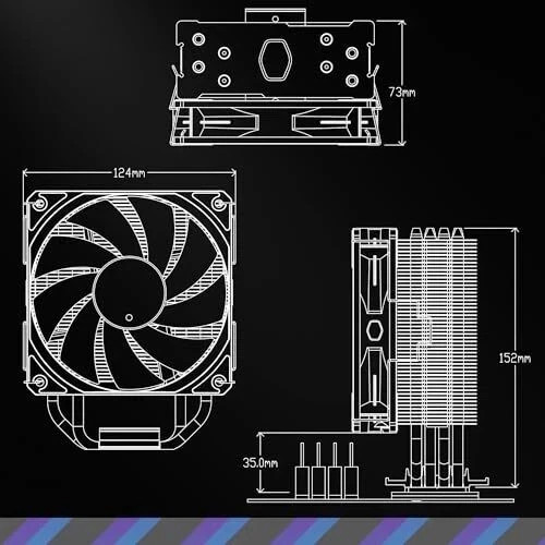 Cooler Master Hyper 212 Spectrum V3 CPU Cooler for AMD R7 Intel i7 152mm-USA