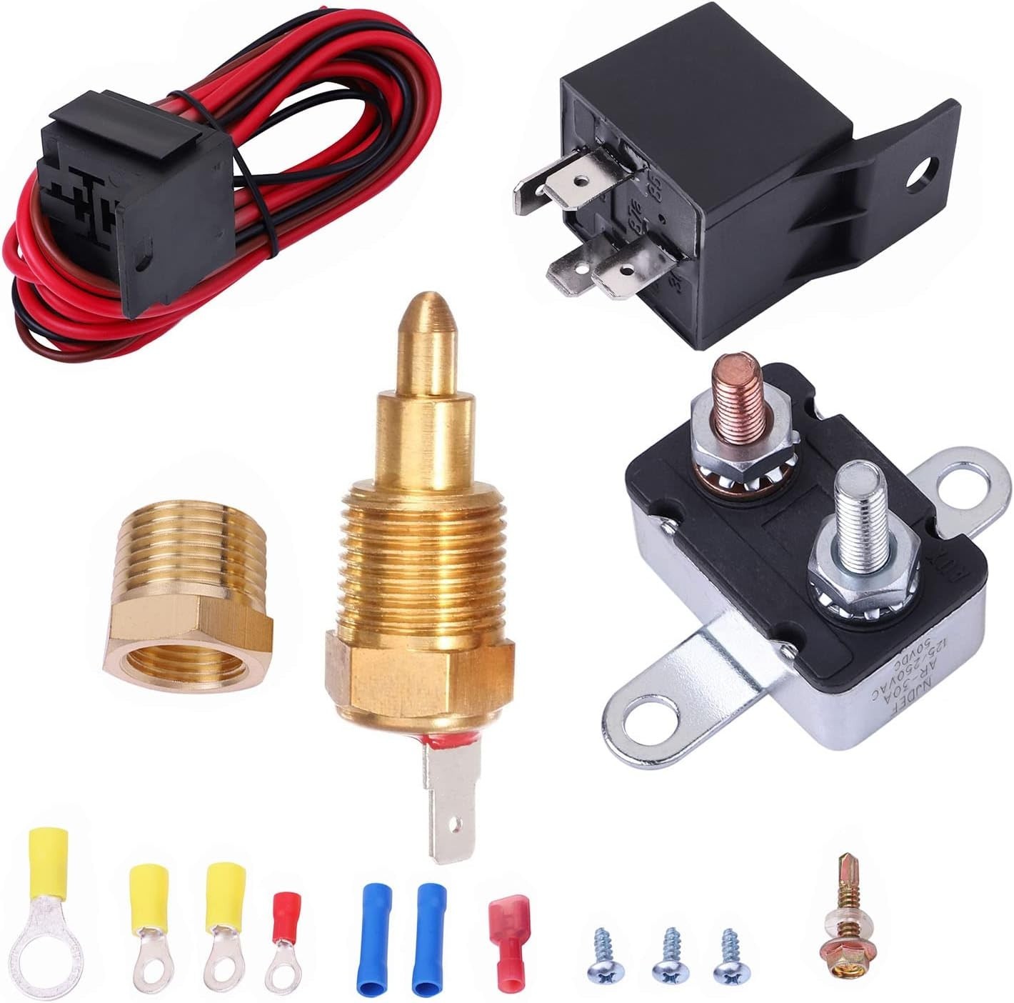185-200 Degree Electric Cooling Fan Thermostat Kit Electric Fan Relay Kit Temp