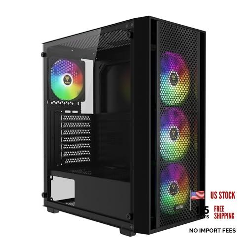 ATX Mid Tower Computer PC Case with Tempered Glass, 4X 120mm ARGB AURA GC2 E A