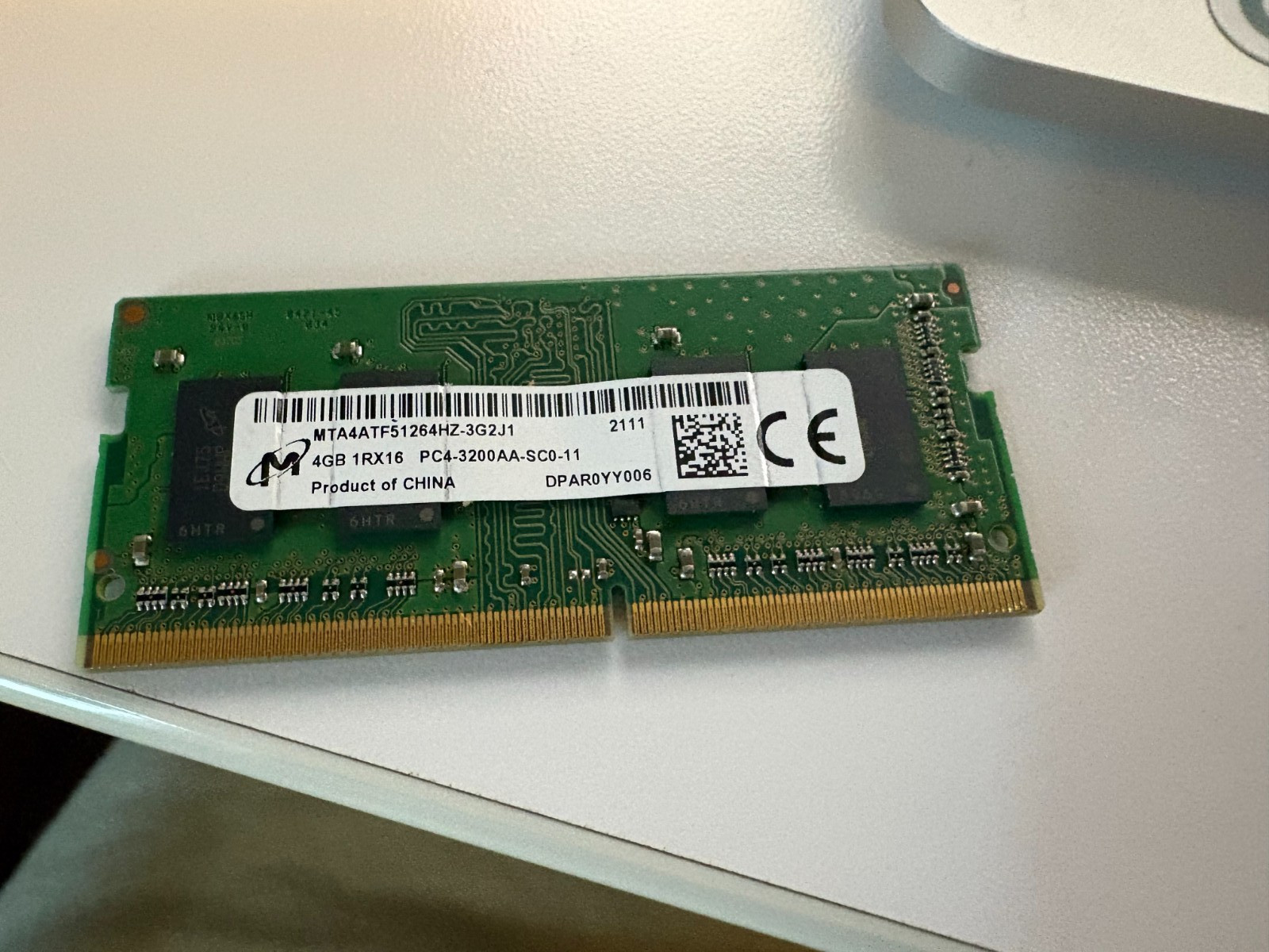 Micron 4 GB SO-DIMM Memory Card 4GB 1Rx16 PC4-3200AA-SC0-11
