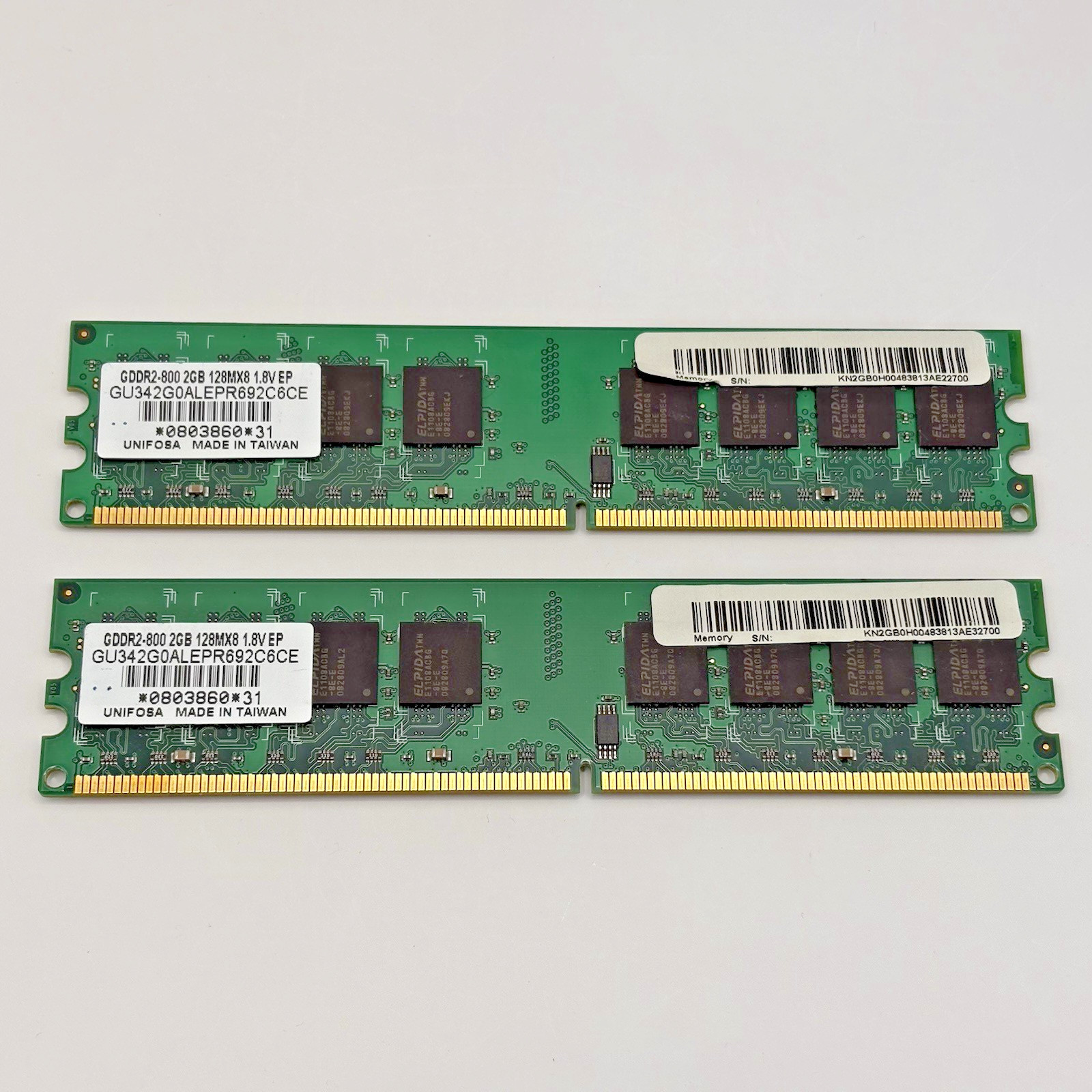 2 X GDDR2-800 2GB 128MX8 1.8V EP MEMORY RAM UNIFOSA GU342G0ALEPR692C6CE-TESTED