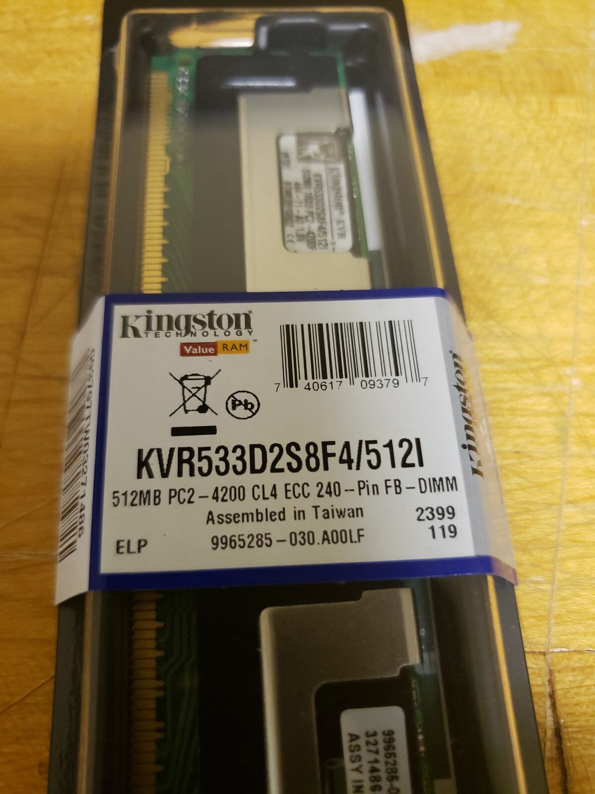 Kingston KVR533D2S8F4/5121 – 512 MB PC2-4200 CL4 240 PIN DIMM