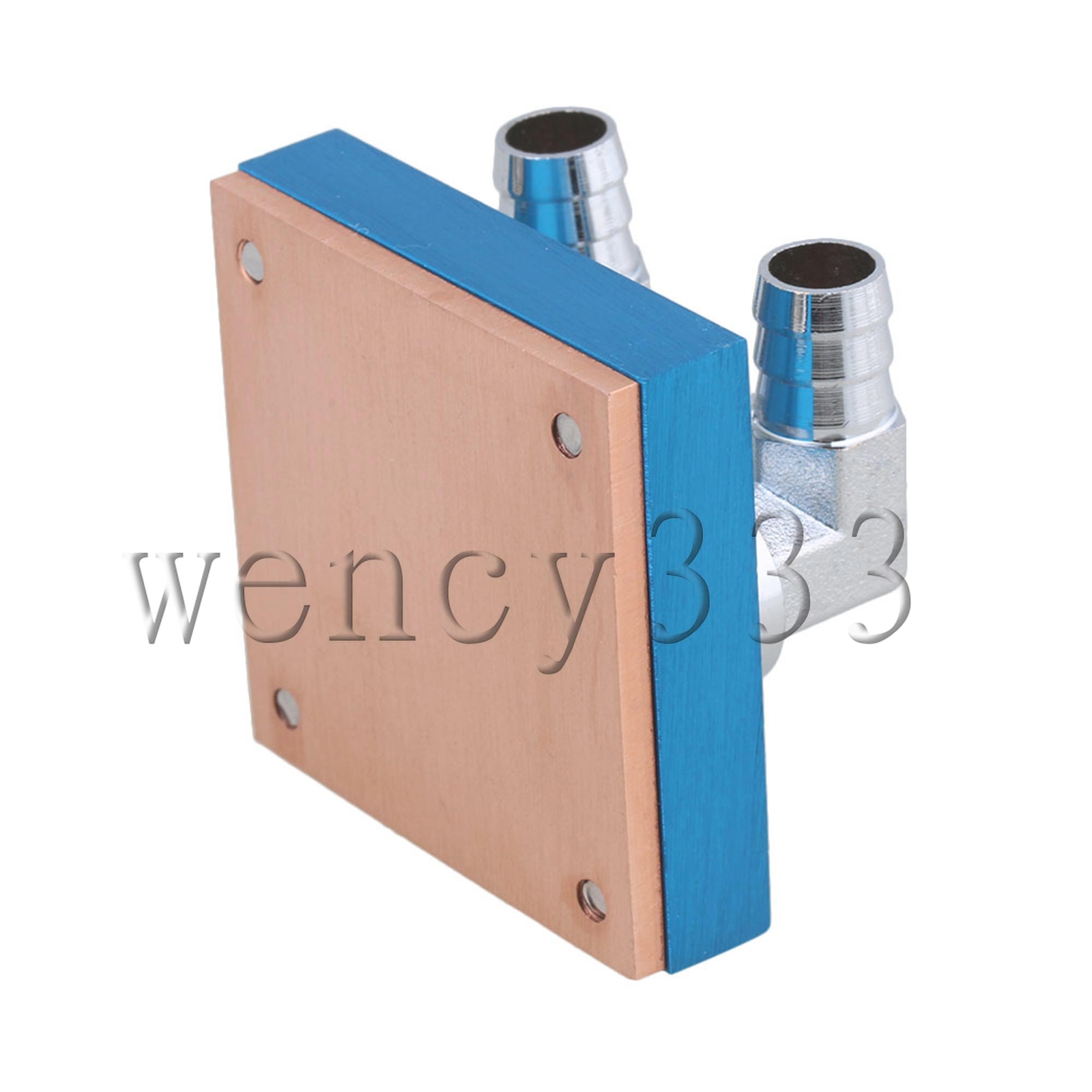 Aluminum & Copper Water Cooling Block Waterblock Elbow Interface Blue
