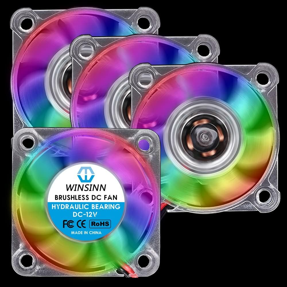 40mm RGB Fan 12V LED Colorful 3D Printer Micro 12 Volt Fans 4010 Hydraulic B…