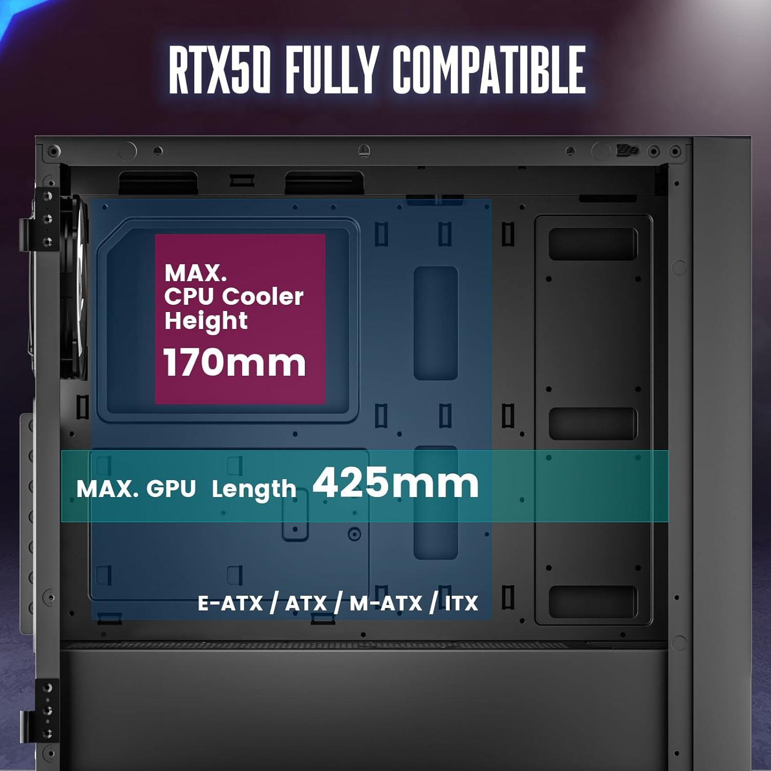 AL800 Full Tower PC Computer Case – Door Opening Design Tempered Glass, E-ATX/AT