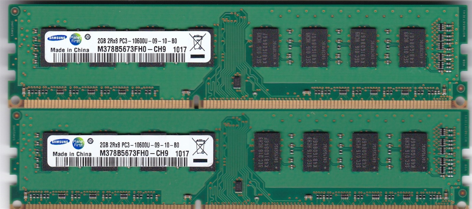 4GB 2x2GB PC3-10600 DDR3-1333 SAMSUNG M378B5673FH0-CH9 Desktop Ram Memory Kit