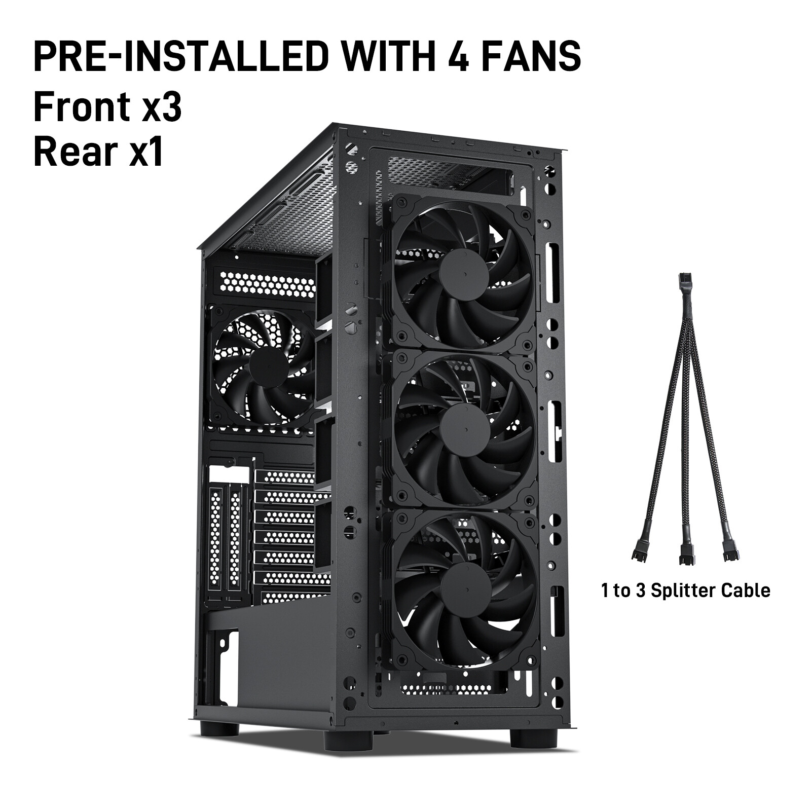 OPEN BOX Classico Storage Master Case ATX Computer Case Mid Tower w/ 4x120mm Fan