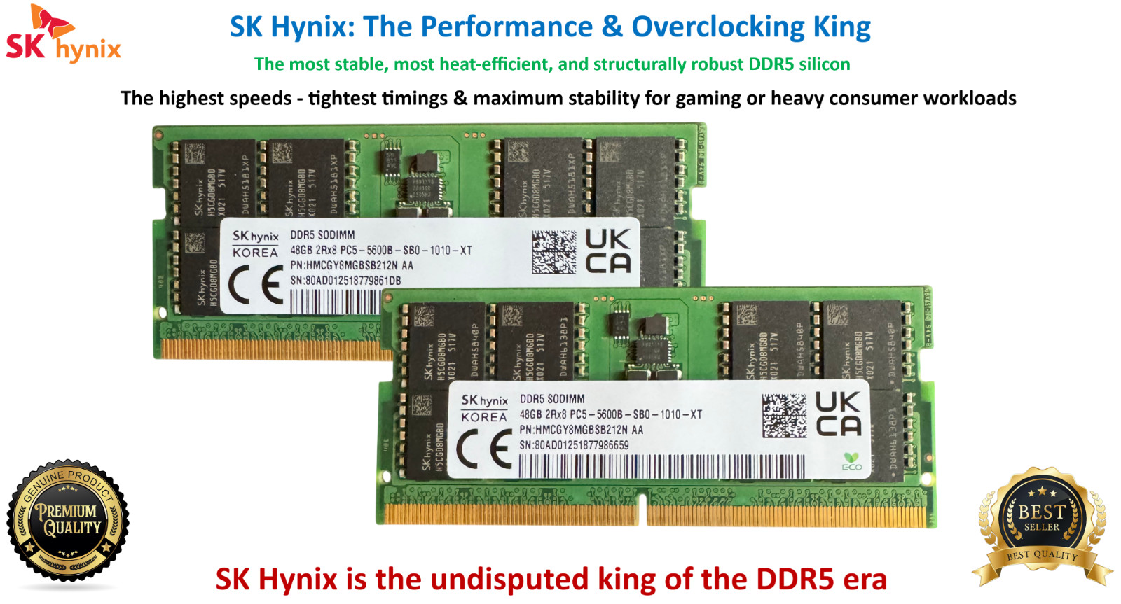 SK Hynix 96GB 2x48GB (2RX8) PC5-44800 DDR5 5600 MT/s SODIMM (HMCGY8MGBSB212N AA)