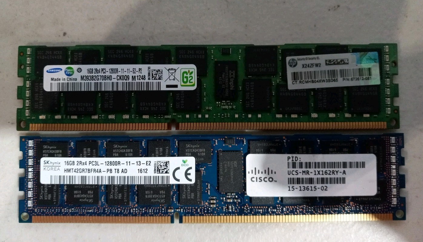 Lot of 17 16GB Server Ram Mixed Major Brands 16GB PC3L DDR3L