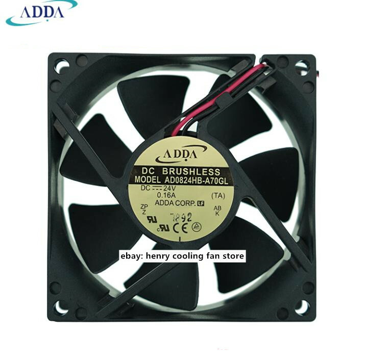For ADDA AD0824HB-A70GL DC 24V 0.16A 80*80*25mm 45CFM 2wire Cabinet cooling fan