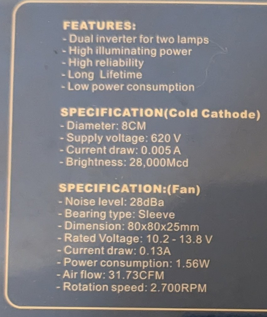 Logisys Computer CCFL Fan Kit Round Cold Cathode Fan Dual Inverter + Switch