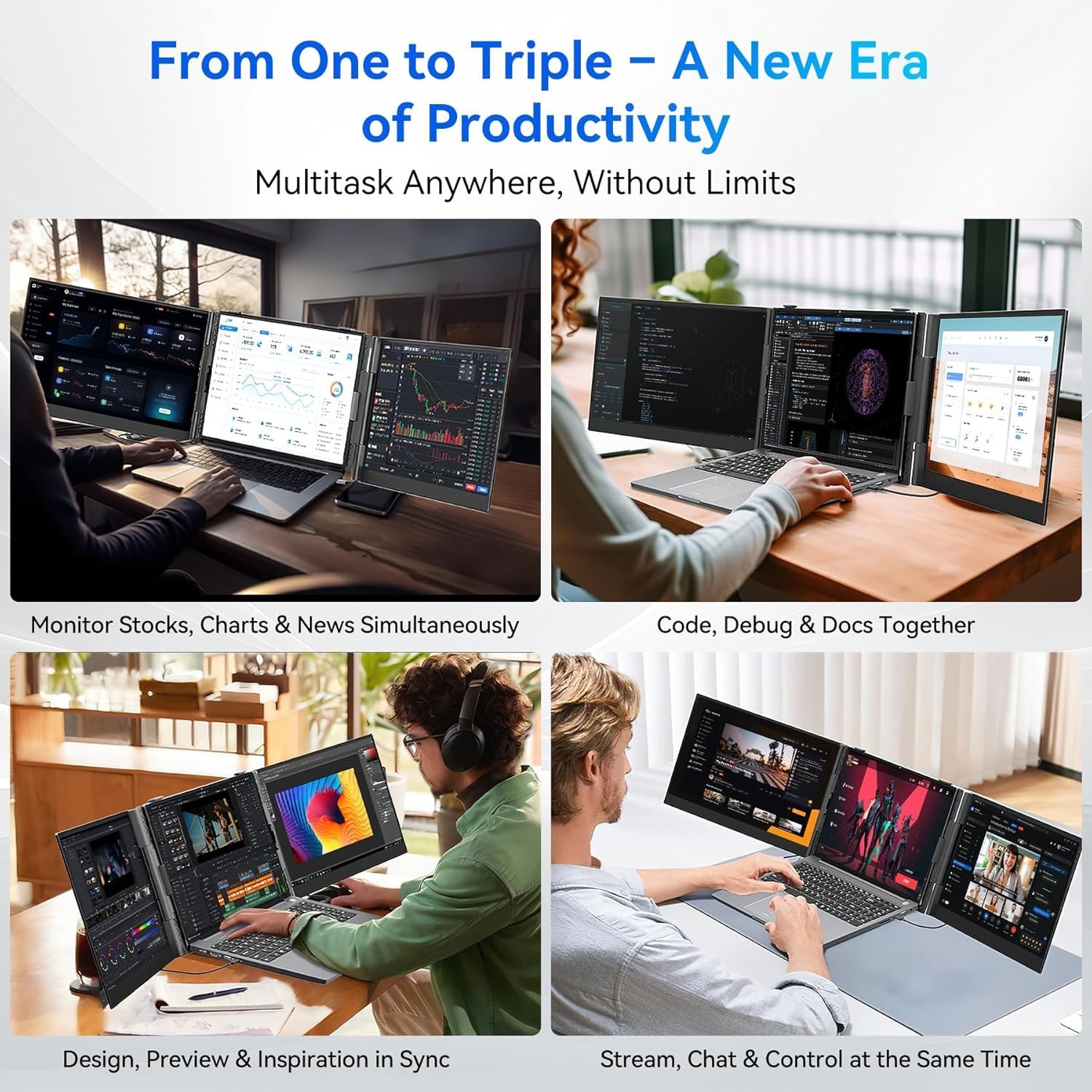 Blackview DCM6 Triple Laptop Screen Extender,14″ 1080P FHD IPS Portable External