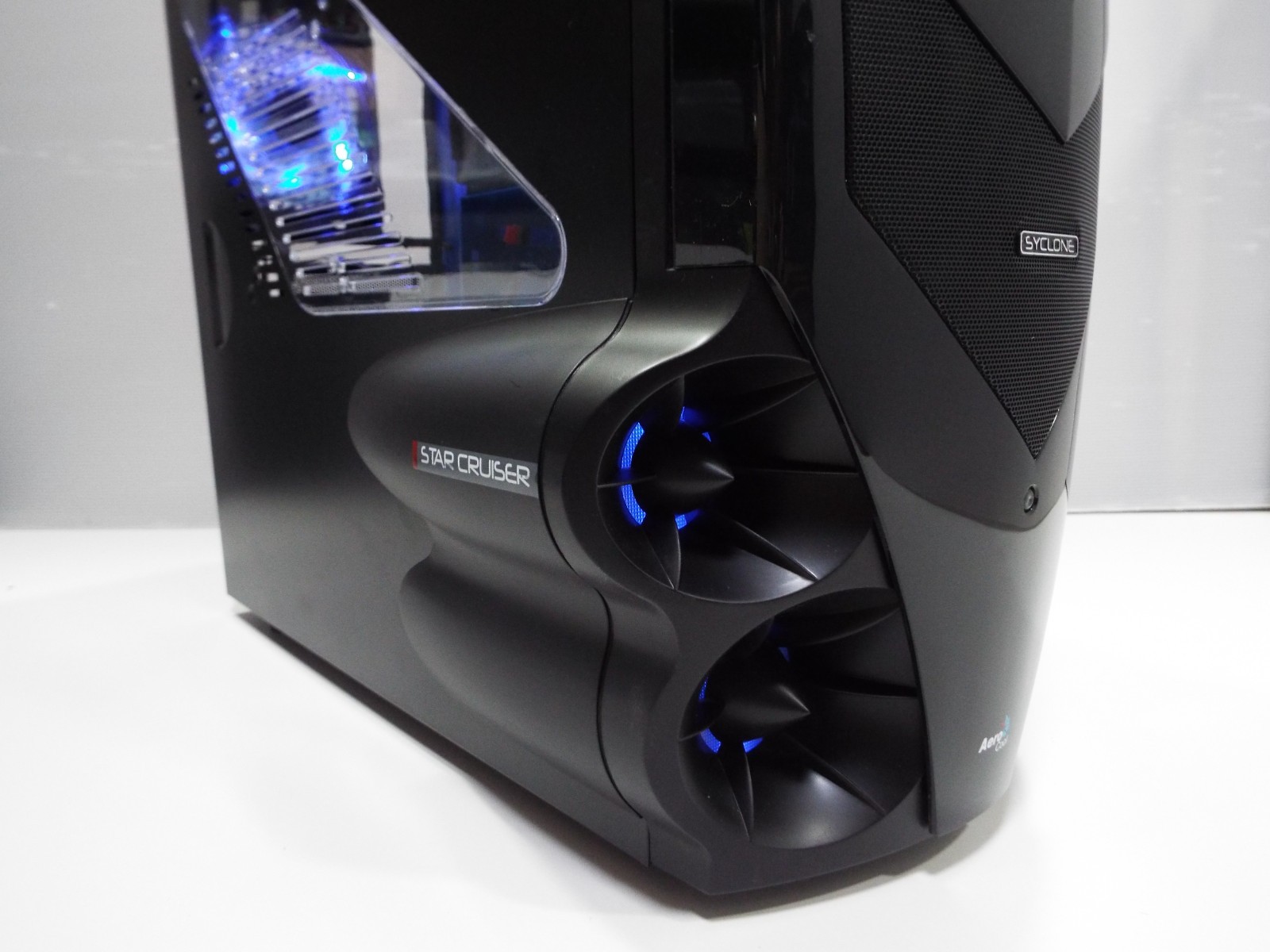 AeroCool ATX Mid Tower Cases Syclone II-Bk Black Blue with LED fan