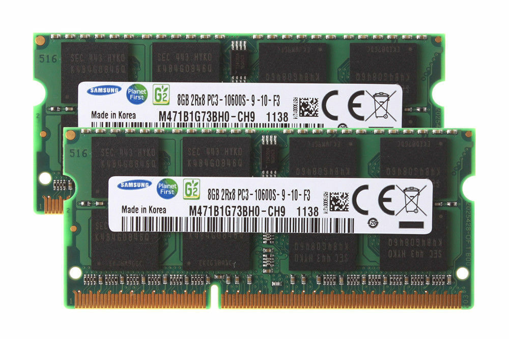 Samsung 8GB 16GB=(2x8GB) DDR3 1333 MHz 2Rx8 PC3-10600 1.5V SO-DIMM Laptop Memory