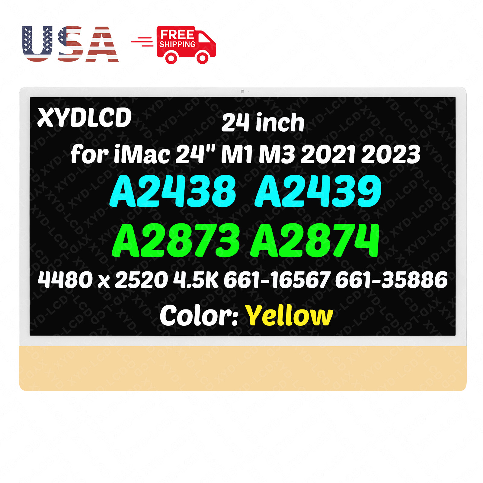 OEM for Apple iMac 24″ M1 A2439 EMC3664 661-16567 LCD Screen Display 4.5K Yellow