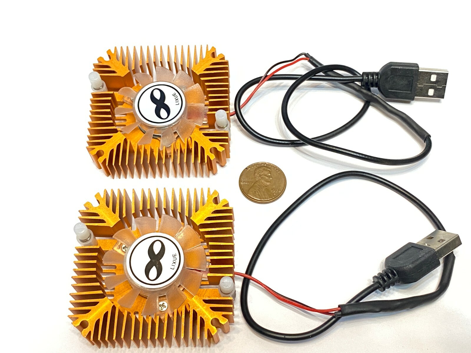 2 Piece USB plug copper 5v 55mm computer Cooling Fan Heatsink Cooler VGA CPU A8