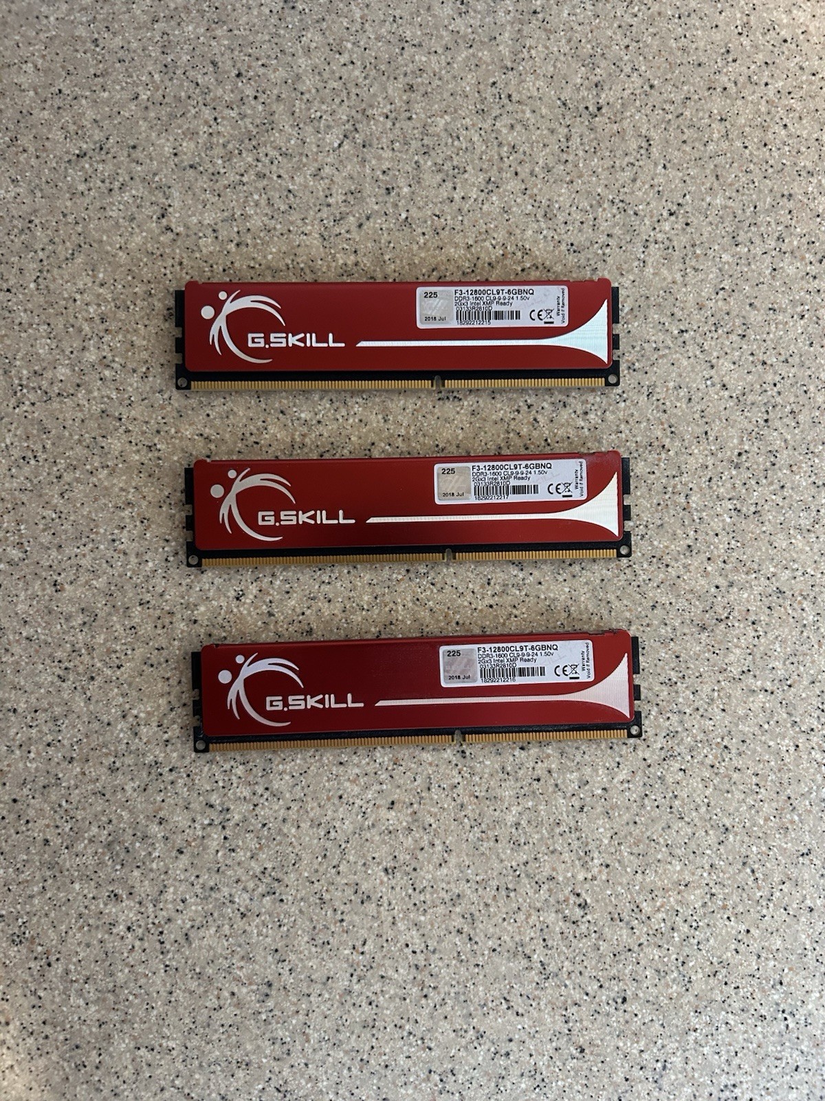 Ddr3 1600mhz G Skill Ram 6gb Intel Xmp Ready Lot Of 3 Sticks