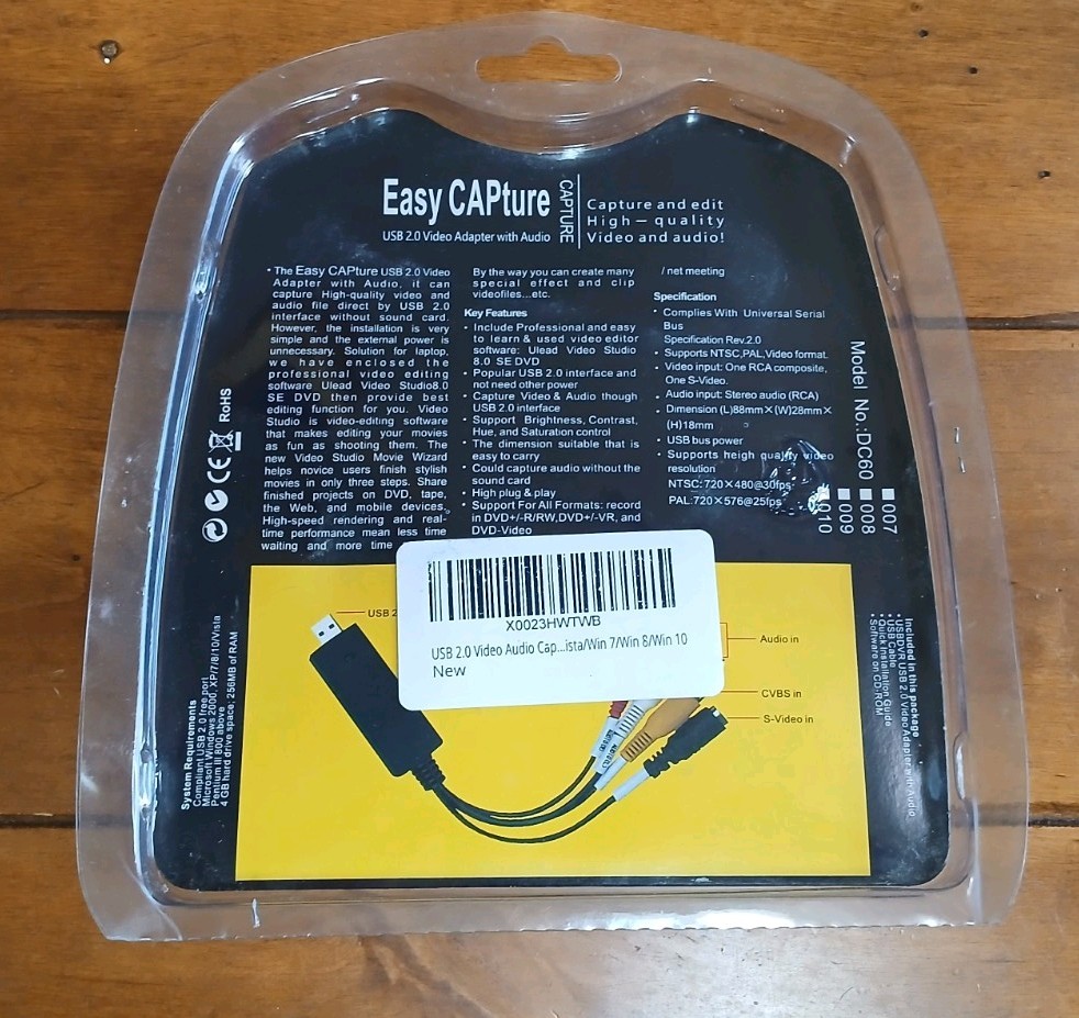 EasyCAP Capture USB 2.0 Video Adapter with Audio New Sealed