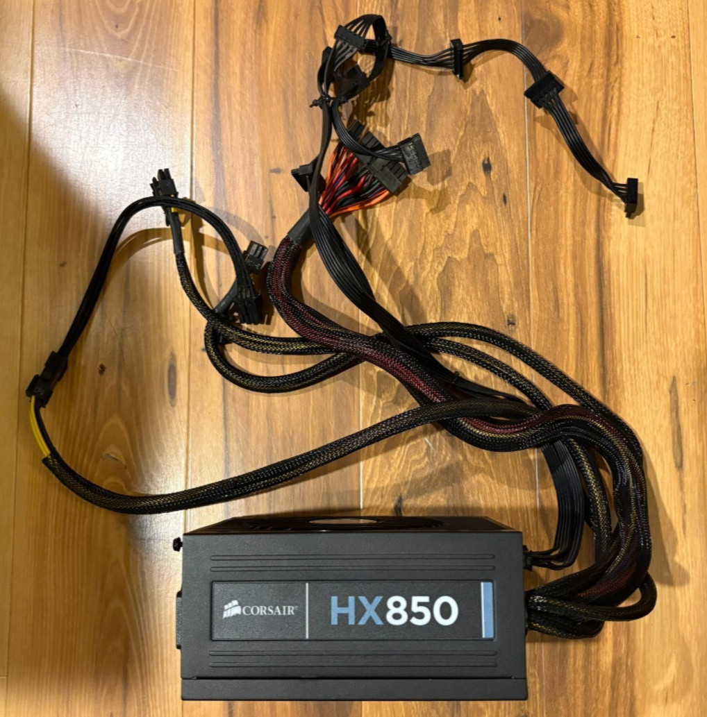 Corsair HX850 850W 80 Plus Gold Power Supply 75-001219 CP-9020032 – TESTED