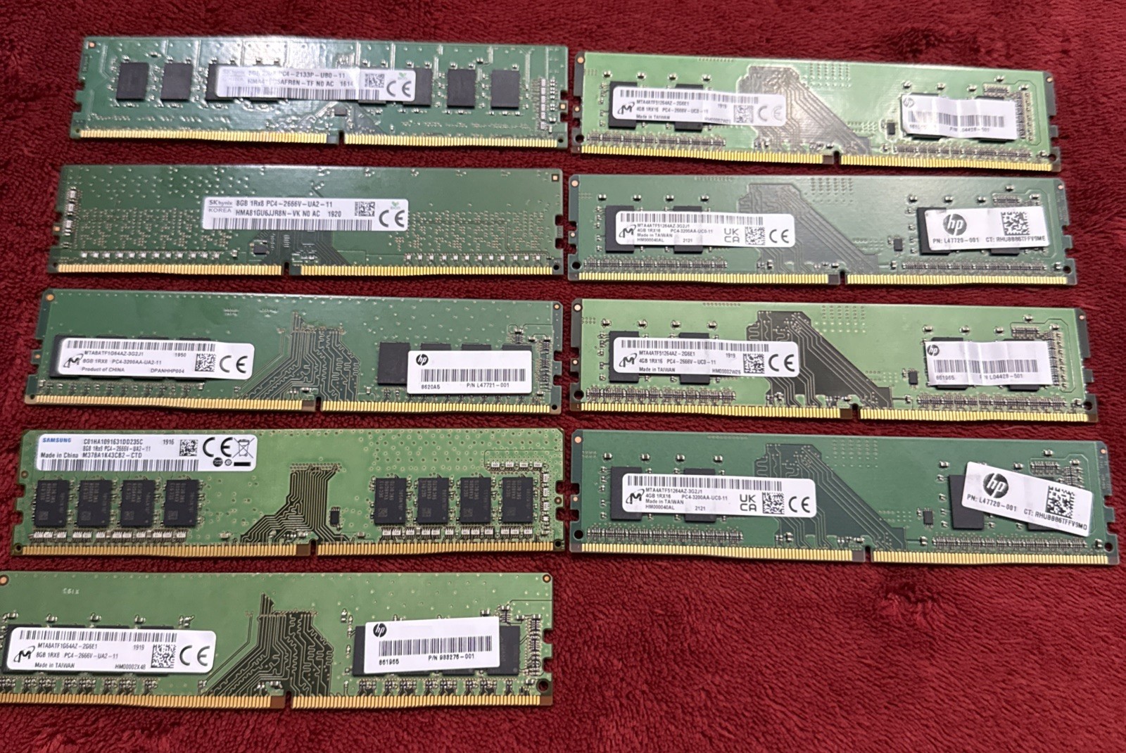 Lot of 9 Mixed brand Mixed Speed 8GB-4GB DDR4 PC4 DESKTOP RAM